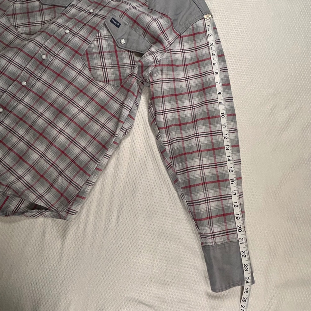 Wrangler Mens XL Western Brushpopper Pearl Snap Plaid Long Sleeve Cotton - Picture 5 of 10